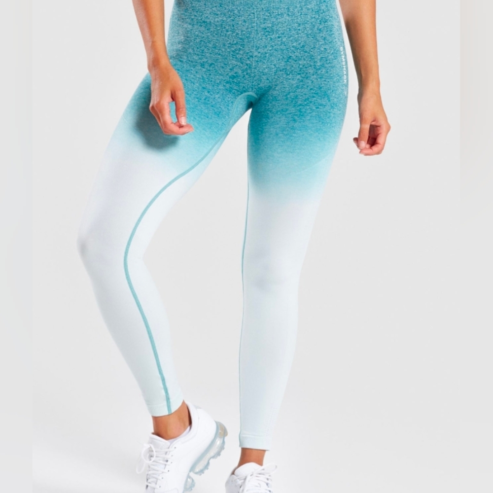 Gymshark Blue/Teal And White Ombre Leggings Size Small